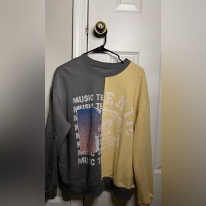 Yellow & Grey Long Sleeve Crew Neck